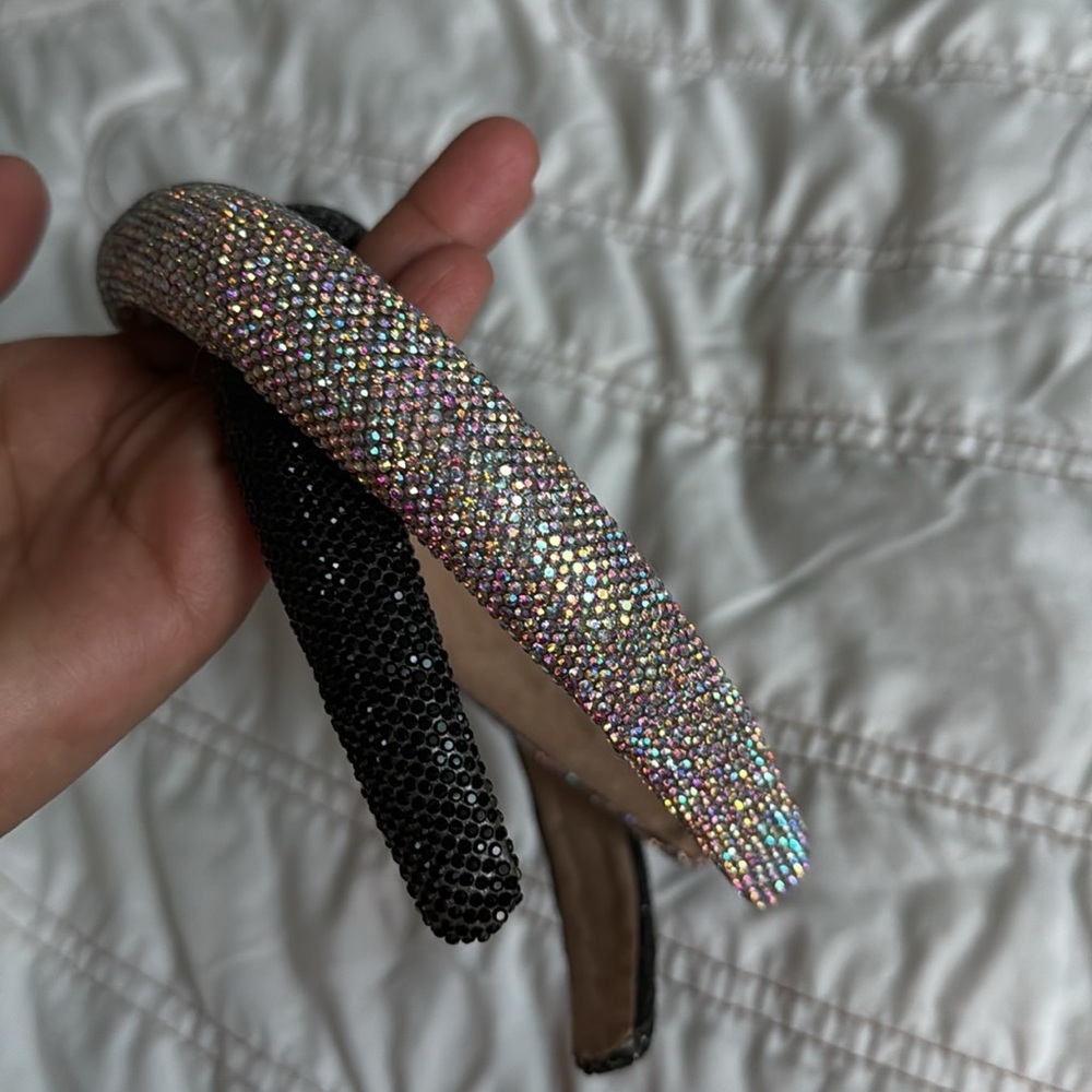 2pcs Rhinestone Headbands Women Sparkly Bling Headbands Black and Multicolor - Picture 12 of 13